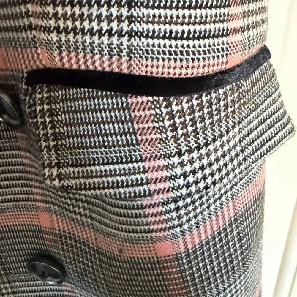 Free People Plaid Vest with Black Velvet Trim Velvet Lining